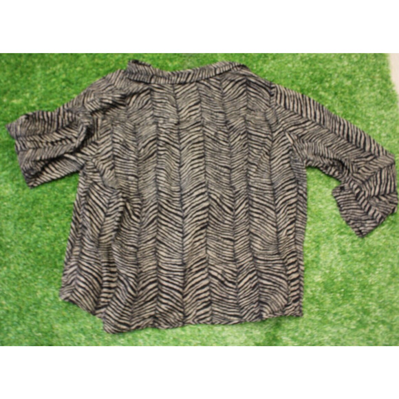 Michael Kors Shirt Womens 22W Blouse Button Up Stripes Animal Print - Picture 5 of 6
